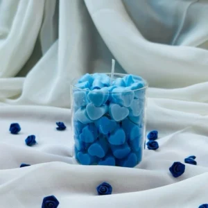 Home blue hearts confetti jar candle