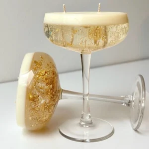 champagne coupe candle – gold flake