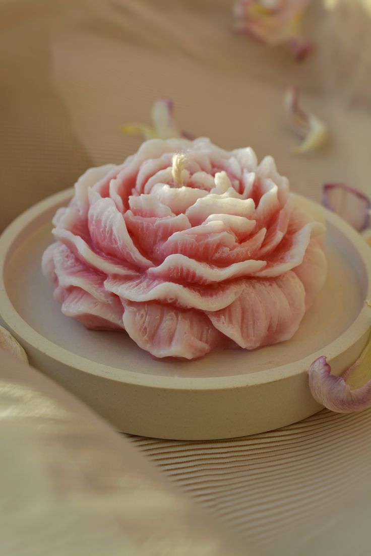 double tone peony flower candle