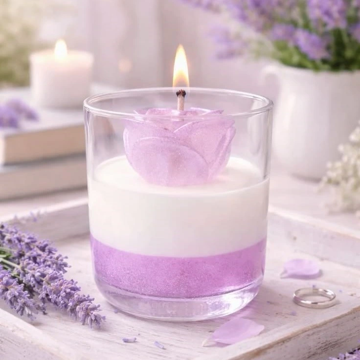 lavender rose jelly jar candle