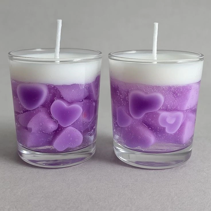 purple heart jelly jar candle