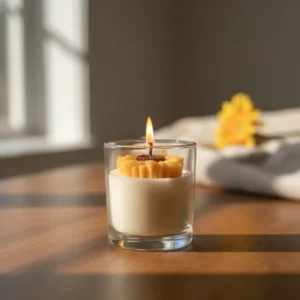 glass jar candle with sunflower