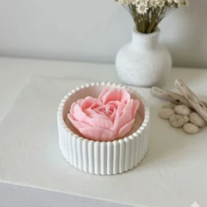heart flower candle ribbed ceramic jar