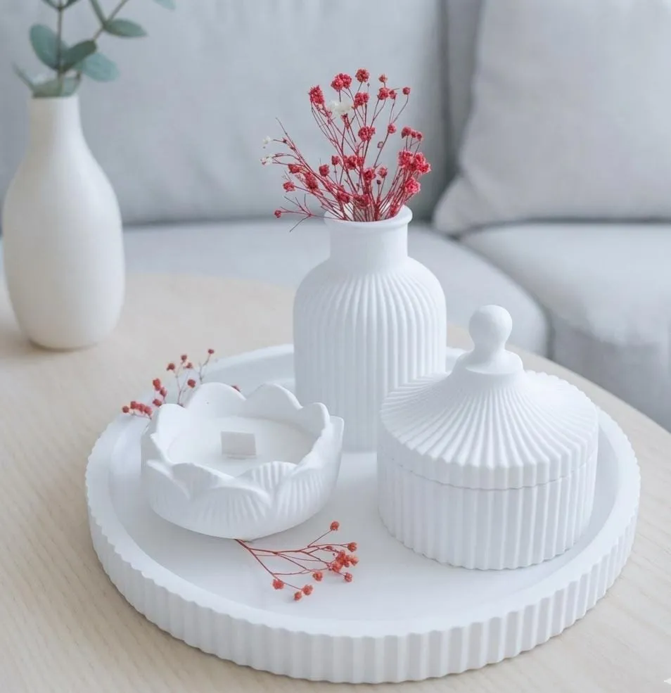 minimalist fluted home decor set