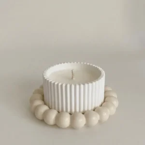 scalloped concrete candle set