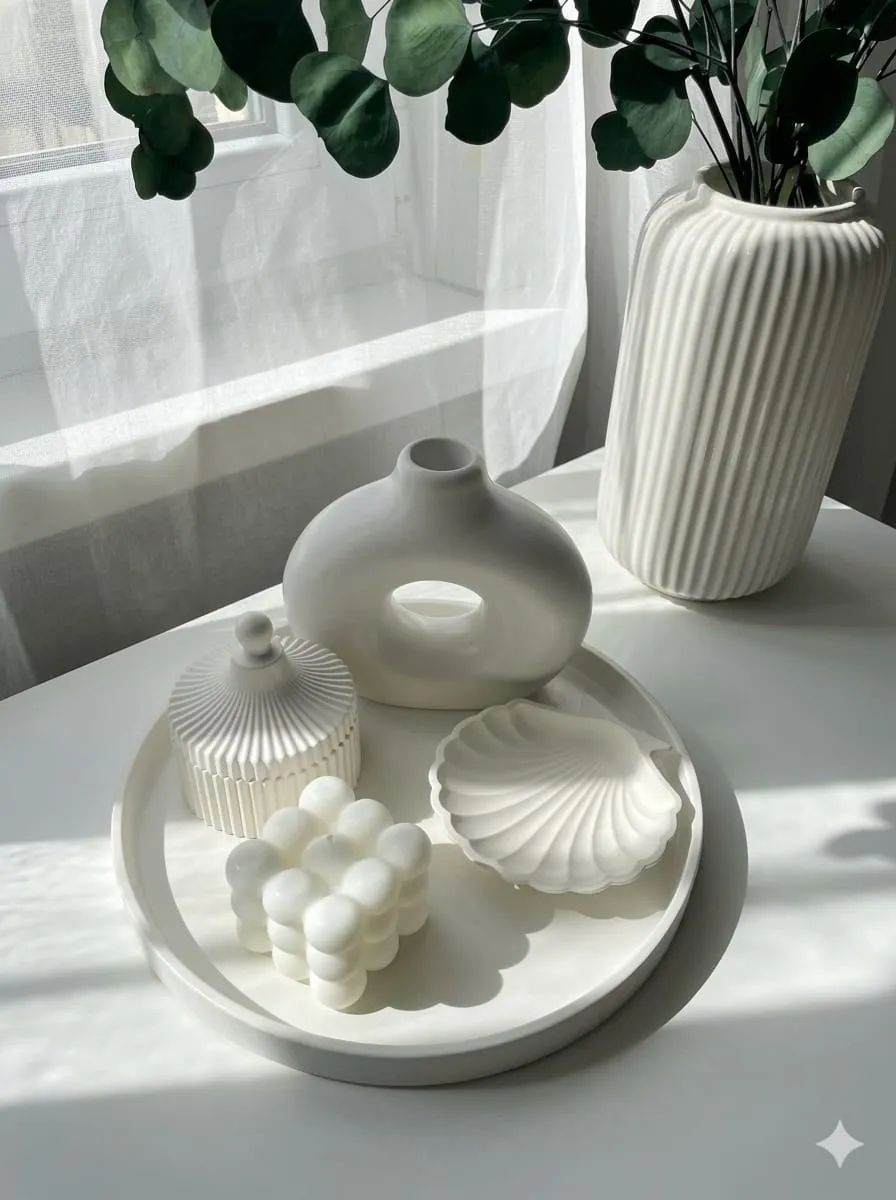 the cloud white decor tray set