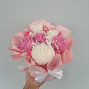 pink wrapped bouquet